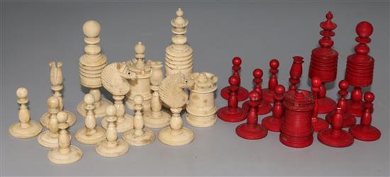 A Victorian barley corn chess set (lacking piece)